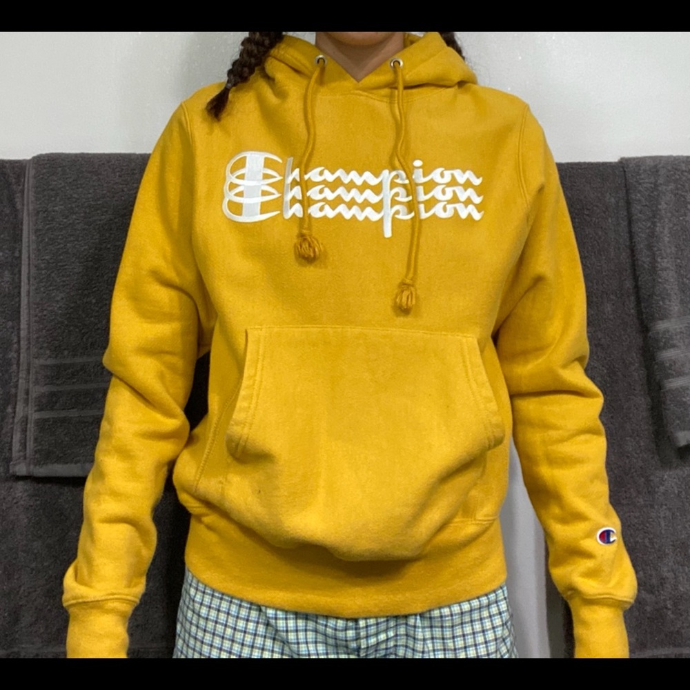 Mustard champion hoodie size XS